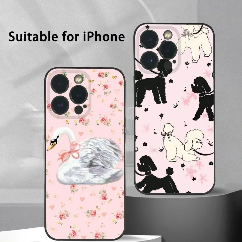 Чехол для телефона Wildflower Swan Rabbit Dog IPhone 16 15 14 13 12 11 Pro Max Plus Mini Frosted Soft Shell Funda