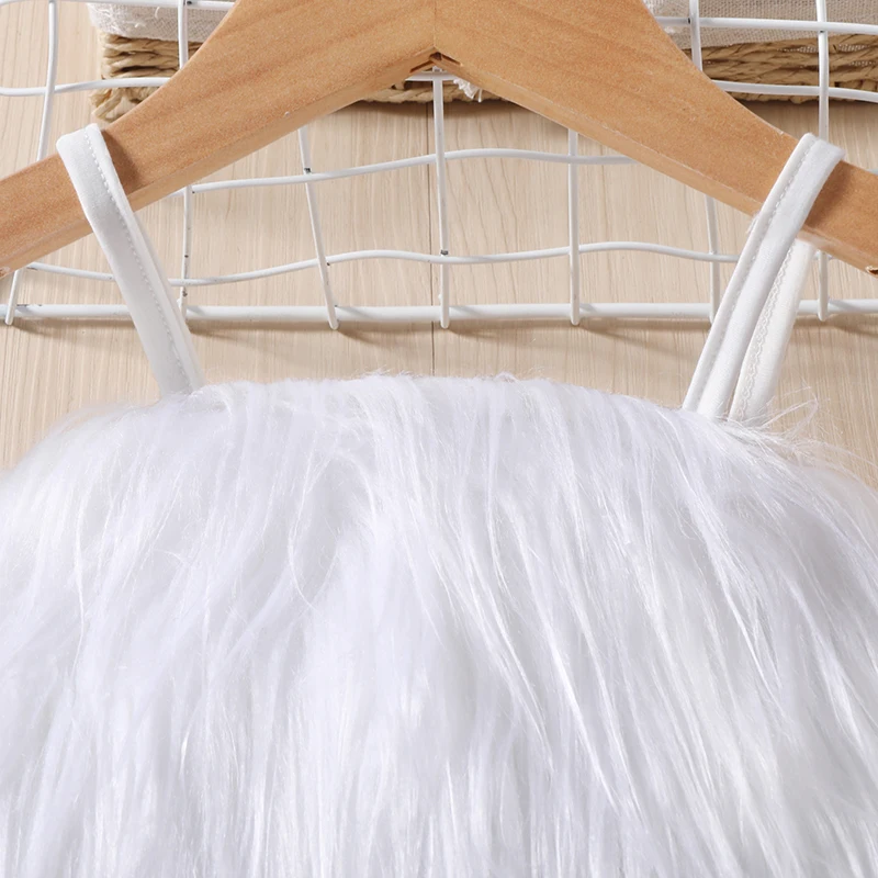 Летний комплект из 2 предметов для маленьких девочек топ без рукавов с мехом и