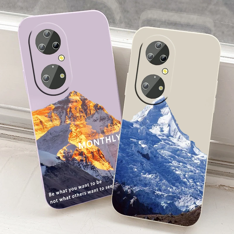 

Mountain Luxury Scene Art Phone Case For Huawei P50 P40 P30 P20 Pro Lite E Y9S Y9A Y9 Y6 Nova Y70 5T 9 5G Liquid Rope