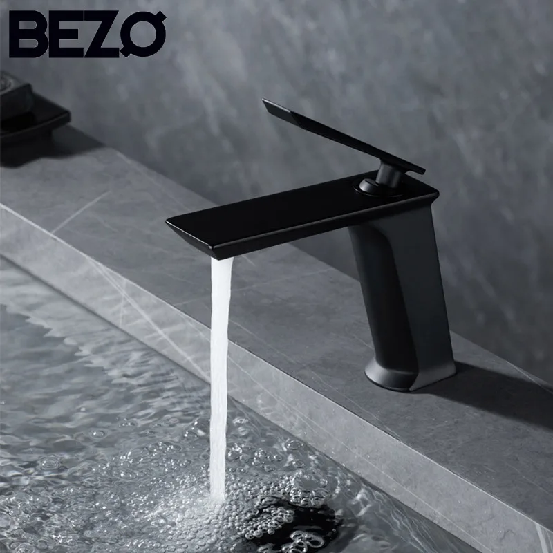 

BEZO Bathroom Faucets Basin Mixer Sink Faucet Gourmet Washbasin Taps Hot Cold Water Tap Single Hole Tapware Brass Black Gun Grey