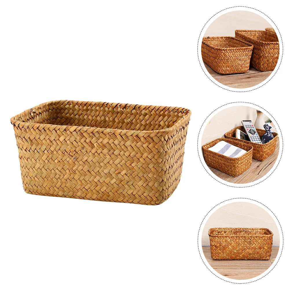 

Basket Storage Baskets Woven Organizer Wicker Rattan Seagrass Fruit Toilet Makeup Closet Shelves Bathroom Desktop Box Bins