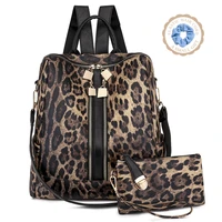 2022 fashion leopardcow printed backpack women casual korea style dual use backpackshoulder bag with small hand purse