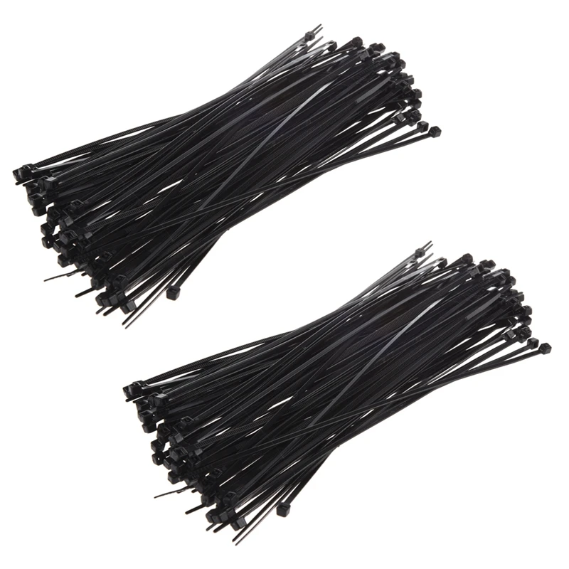 

8 Inch Plastic Cable Zip Ties 200-Pack (Black)
