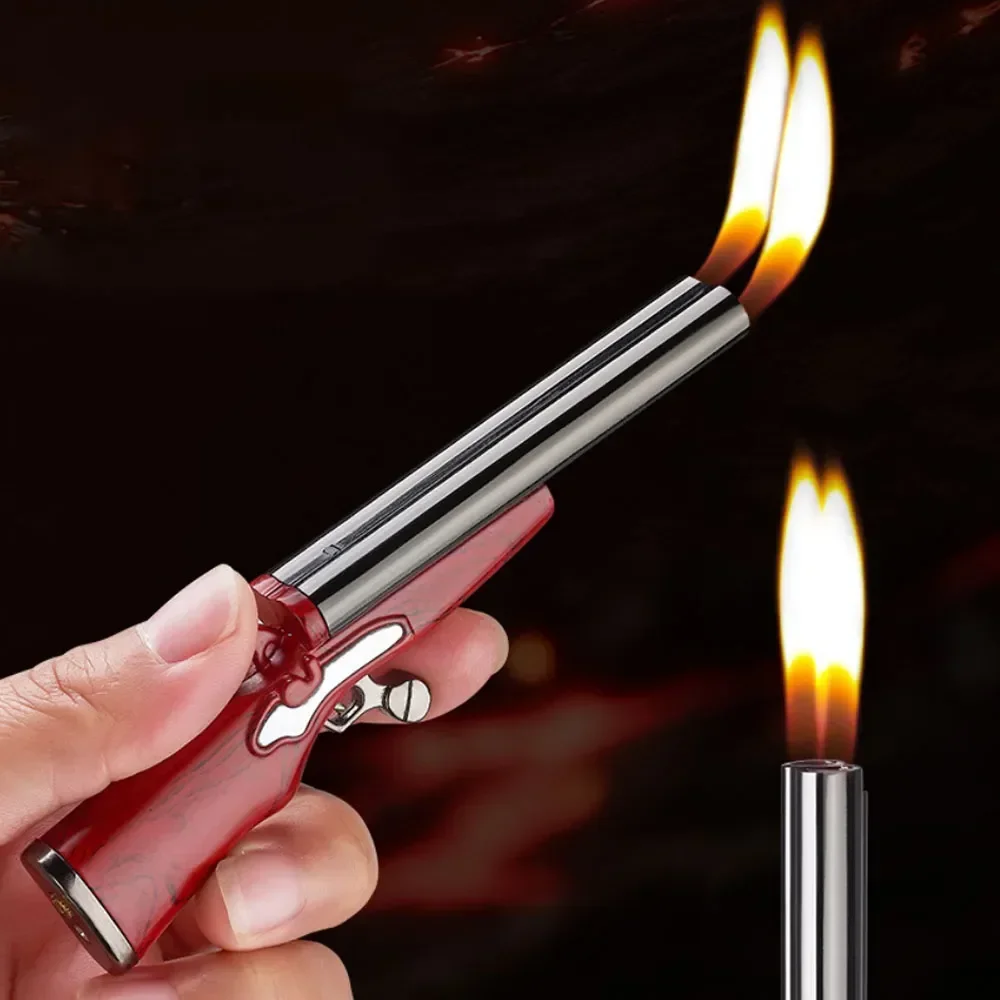 

New Cool Gadgets Candle Lighter Creative Mini Gun Dual Flame Refillable Butane Gas Lighter Gifts for Men