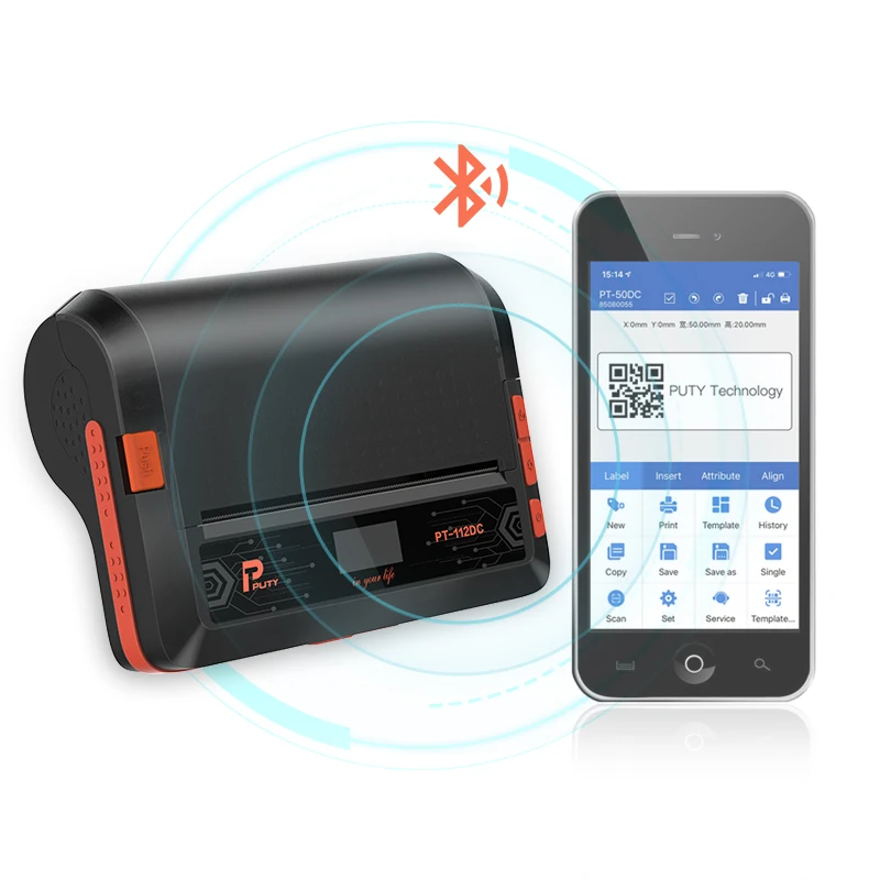 

PT-112DC Color Roll Thermal Waybill Shipping Label Printer 4x6 And Portable Barcode Sticker Printer