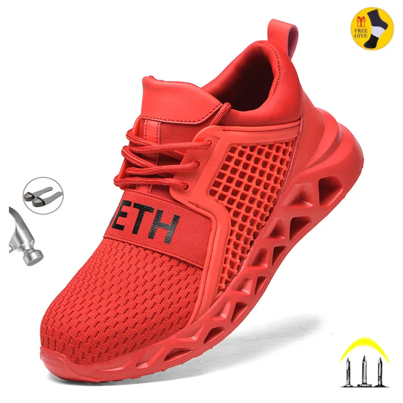 

Light Woman Safety Shoes Steel Toe Indestructible Industrial Flats Working Shoes Anti Slip Restaurant Male Footwear For Women