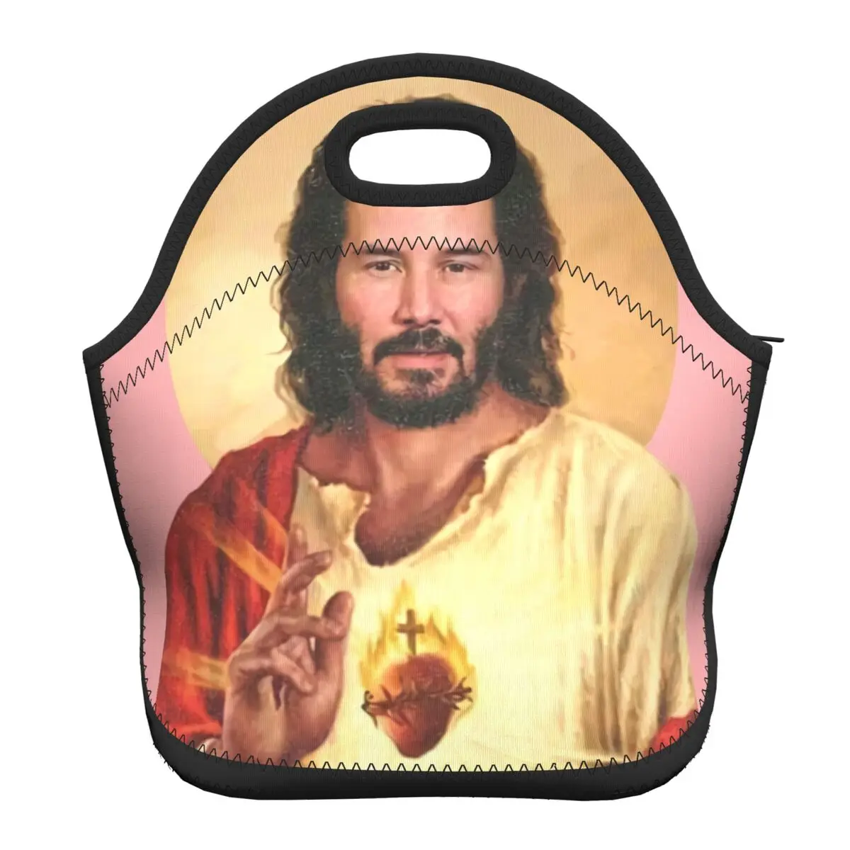 

Neoprene Saint Keanu Reeves Lunch Bag Thermal Insulated Multifunction Meme Jesus John Wick Lunch Box for Kids School Food