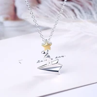 fashion 925 stamp silver color cute aircraft pendant and necklaces for women 18inch chain wedding party jewelry gift 2021 gaabou