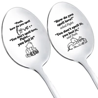 2022new stainless steel spoon cartoon bear strong soup coffee tea spoon inspirational childrens tableware friends birthday gift