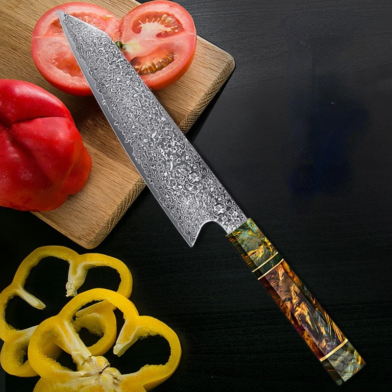 

Household Damascus Chef's Knife Stainless Steel Reinforced Stable Wood Eight-inch Japanese-style Kitchen Cooking Knife