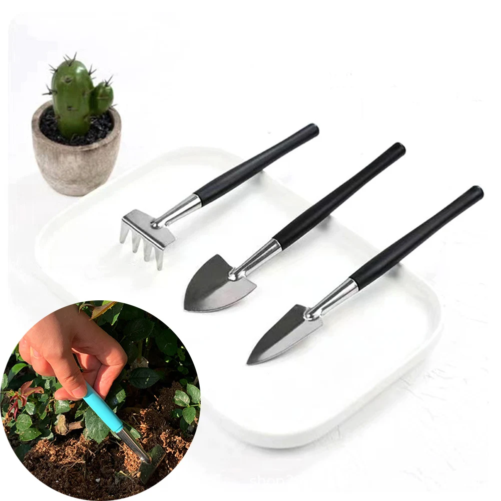 

3PCS/Set Mini Gardening Tools Succulent Potted Plants Shovel Rake Spade Hand Transplanting Tools Indoor Bonsai Seedling Care