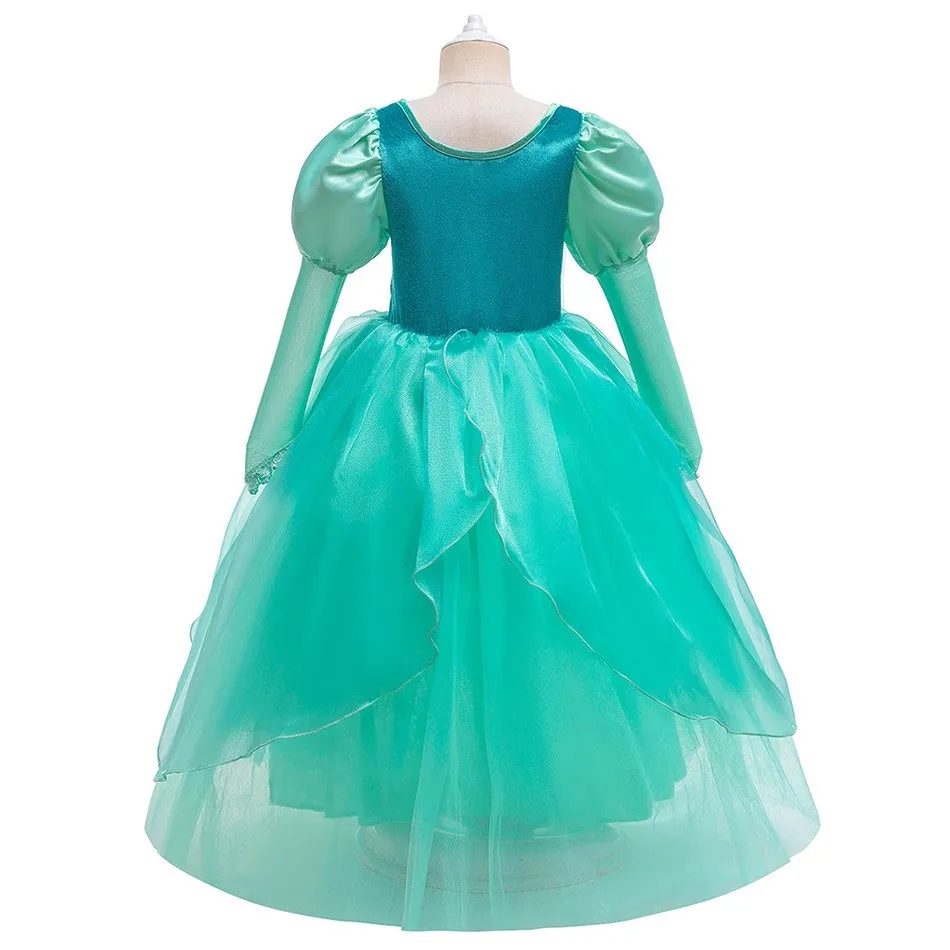 Kids Ariel Mermaid Dress Little Girls Fall Embroidery Ball Gown Children Princess Pageant Luxury Clothes Christmas Fancy Costume