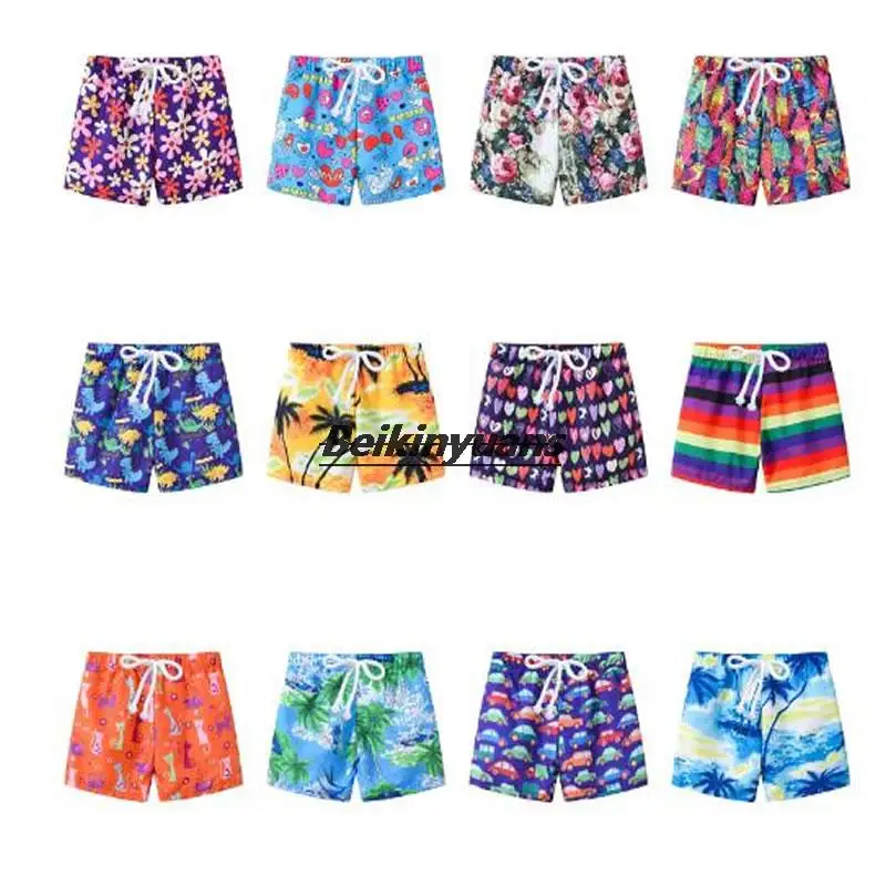 

New summer children's clothing fashion printing for boys and girls with adjustable boxer shorts hot spring beach pants