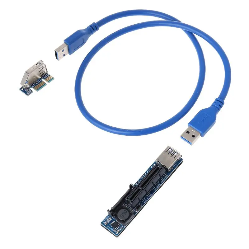

PCI-E 1X to PCI-E X4 Extension Card Raiser Adapter Graphics Card Connector with USB 3.0 Cable Dropship