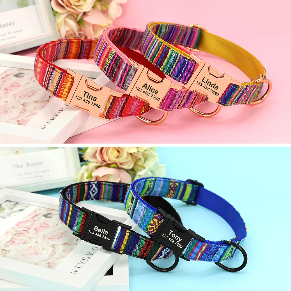Именной ошейник для собак нейлоновое ожерелье с именной табличкой гравировкой