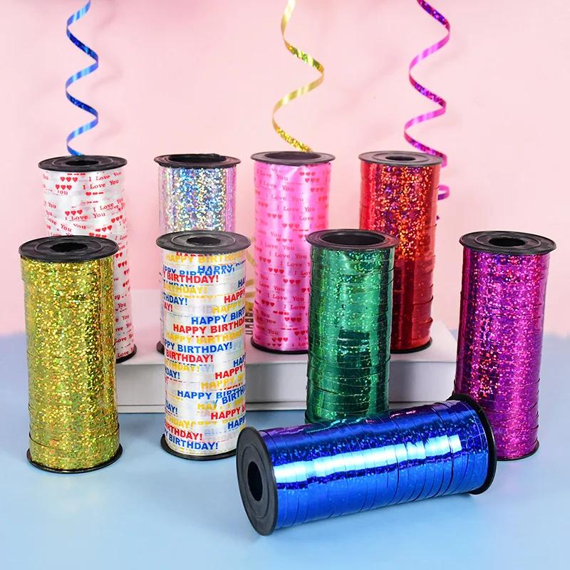 

100Yards Laser Balloon Ribbon Air Balloons Wrapping Tap Wedding Birthday Party Decorative For Ballon Gift Bag Cake Packing Ribon