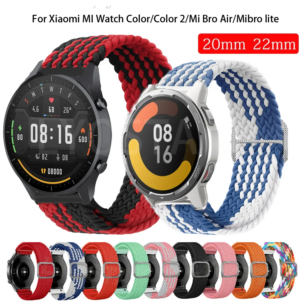 

20 22mm Nylon Band For Xiaomi MI Watch S1 Pro Sport/Color2 Adjustable Bracelet Band For Mi Bro Air/Mibro lite/Mijia quartz Watch