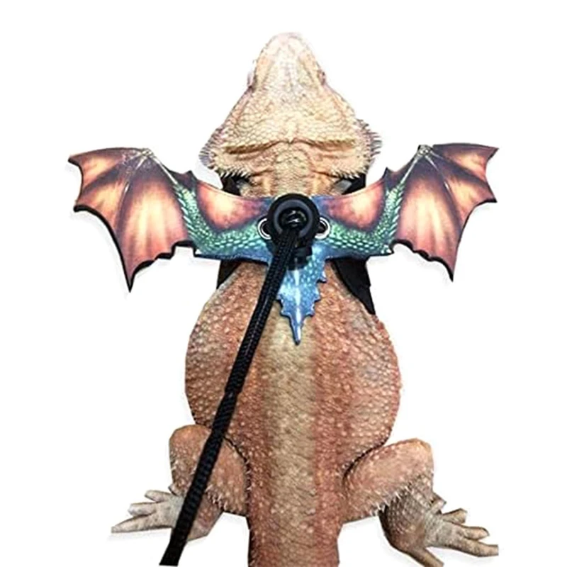 

Lizard Traction Rope Belt Wing Adjustable Portable Reptile Leash With Cool Wing For Gecko Bearded Dragon Hamsters