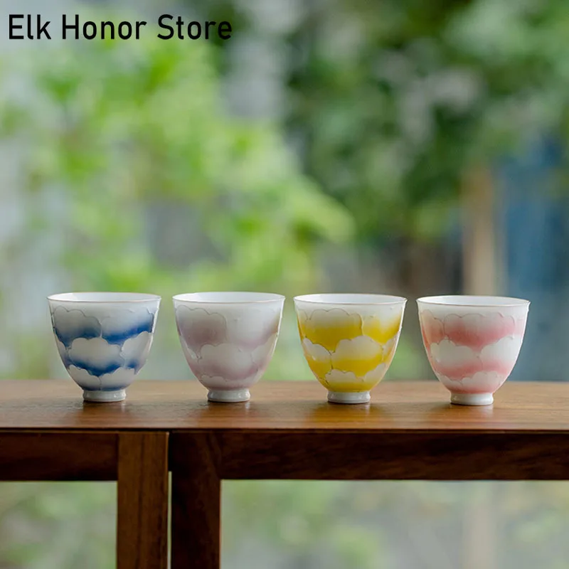 

2pc/lot 45ml Boutique Aritayaki Ceramic Tea Cup Hand-painted Relief Peony Art Kung Fu Tea Set Portable Travel Teacups Drinkware