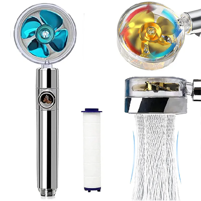 

New Turboprop Shower Water-saving High-pressure Water Flow 360 Degrees with Fan Extended Shower Shower with Bracket