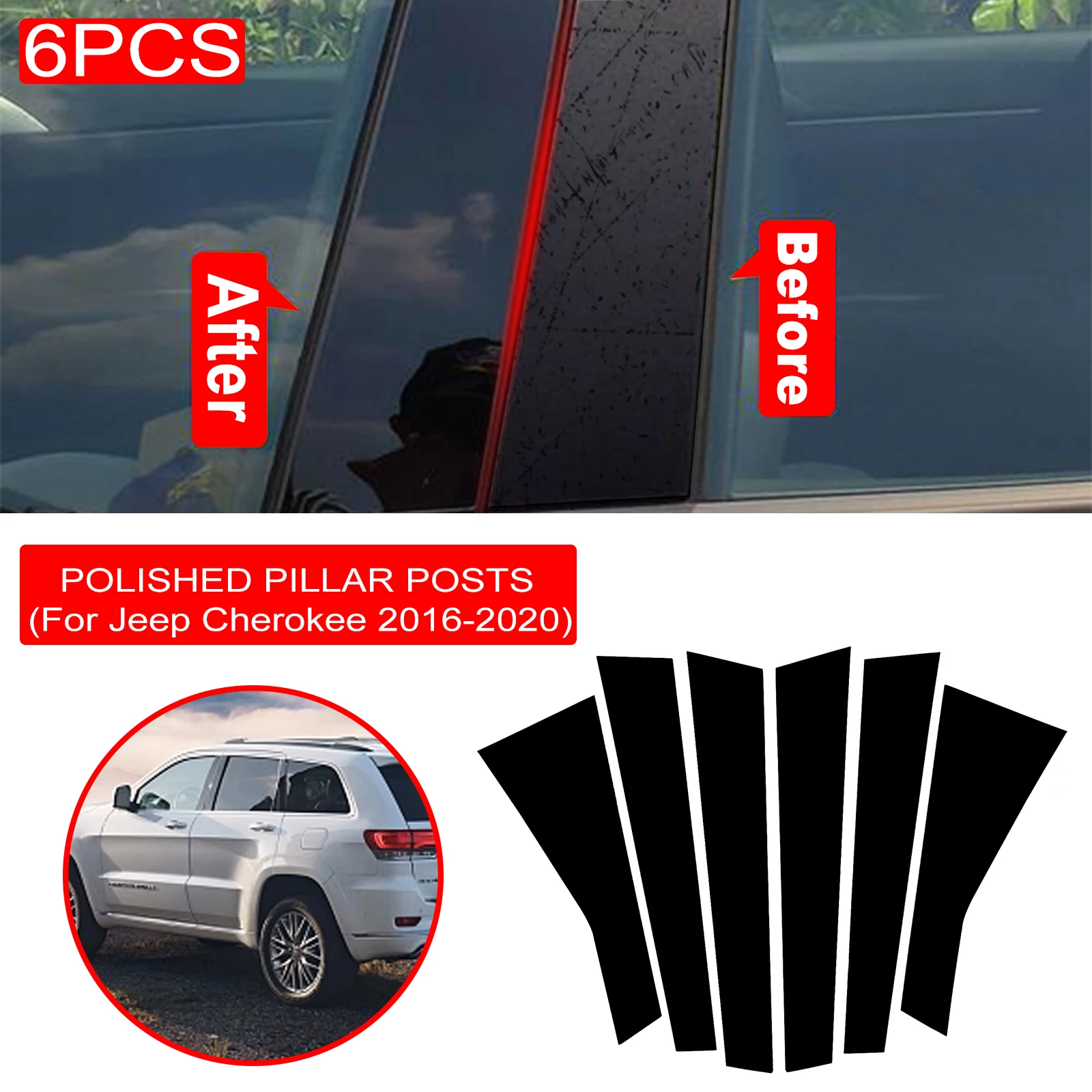 

6 шт., автомобильные наклейки на окна Jeep Cherokee 2016-2020 дюйма