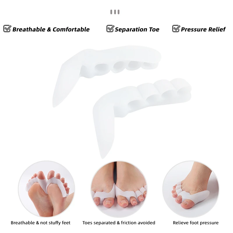 

10pieces=5pairs Gel Silicone Thumb Toe Straighten Protector Separators Bunions Hallux Valgus Corrector Foot Care Orthotics