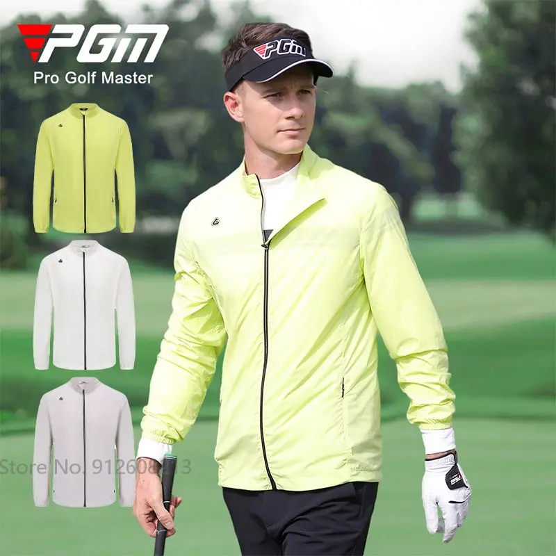 

PGM Spring Summer Men Golf Outwear Long-sleeved Sun Protected Golf Jackets Male Thin Dry Fit Sports Coat Full Zipper Windbreaker