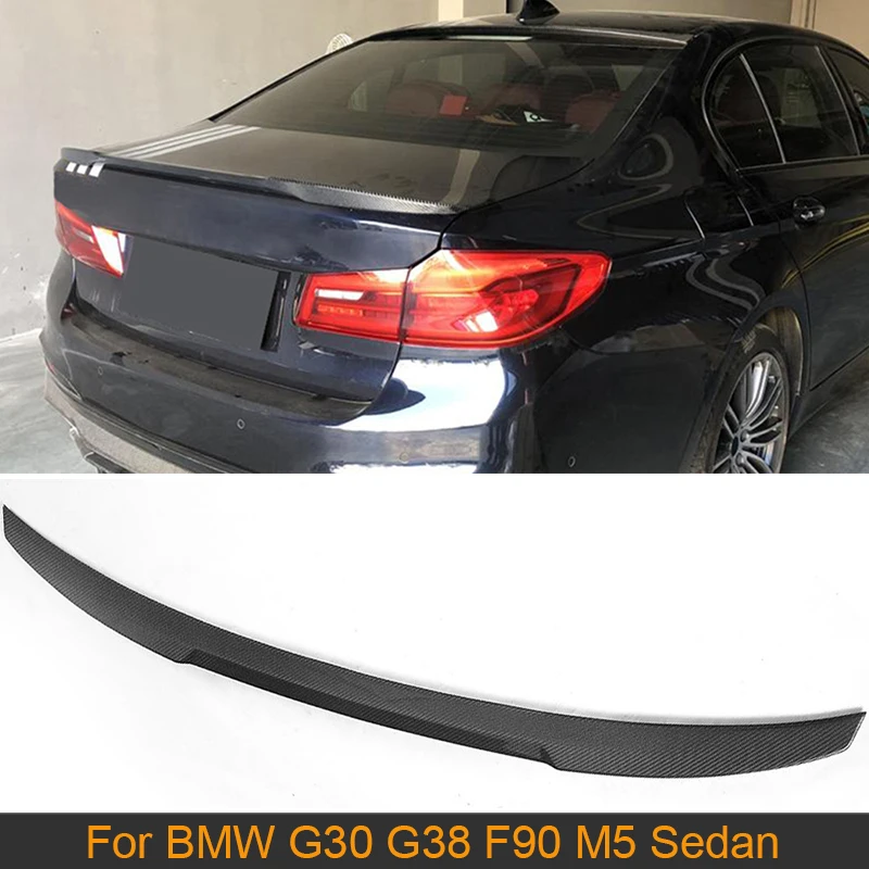 

For 5 Series Carbon Fiber Car Rear Spoiler Wing For BMW G30 G38 530i 540i F90 M5 Sedan 4 Door 17 2018 Rear Spoiler Lip Black FRP