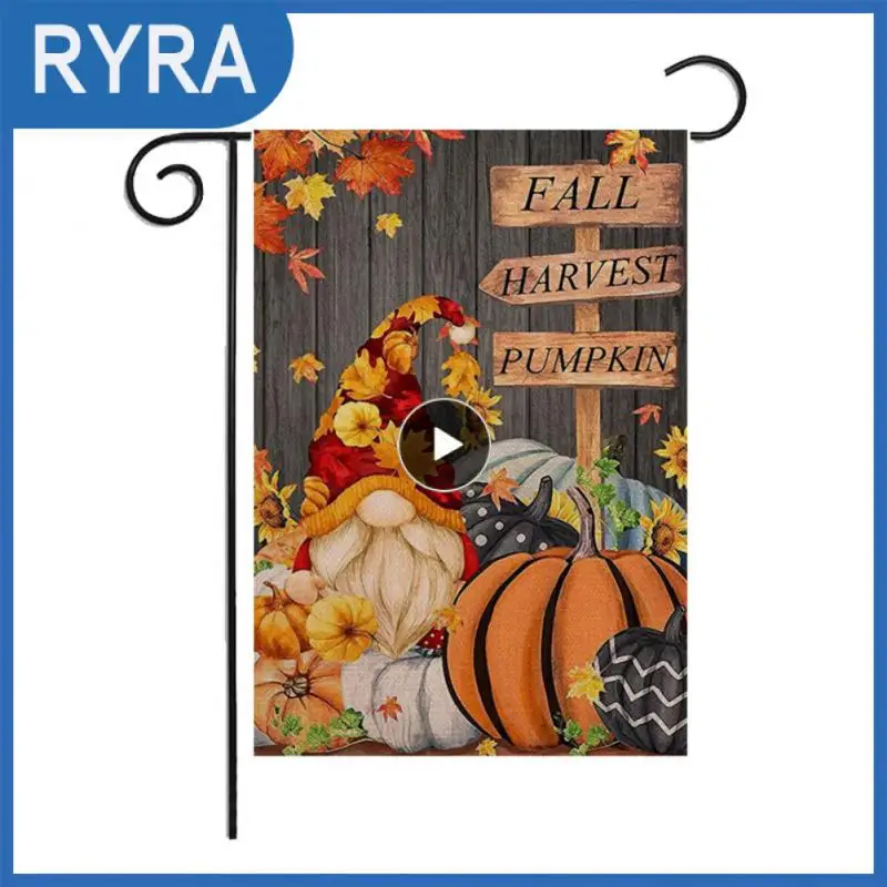 

Autumn Flag Burlap Washable Courtyard Flag Mini Fading Resistance Pumpkin Flag Garden Decoration Garden Flag High-quality