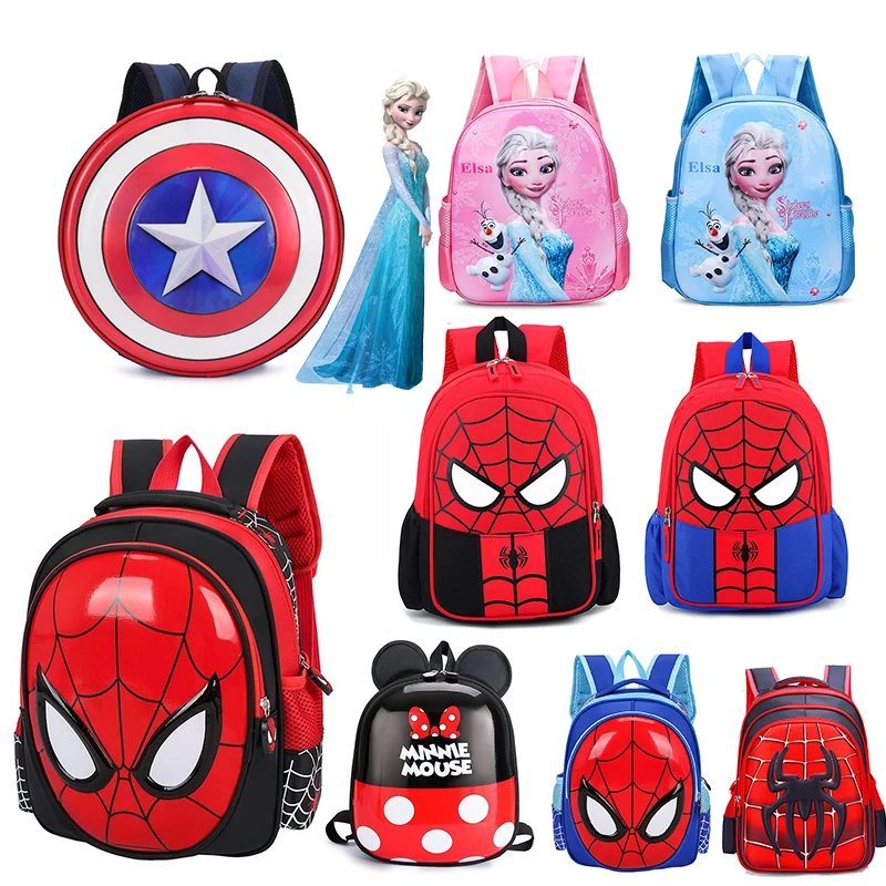 

Disney Frozen Elsa Spiderman Children Schoolbag Kindergarten Baby Girls Boys Waterproof Backpack Mickey Mouse Cartoon Kids Bag