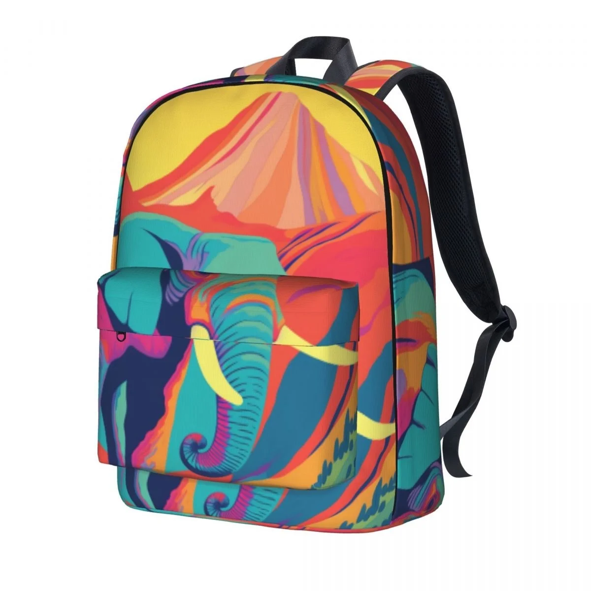 

Elephant Backpack Risograph Art Minimal Streetwear Backpacks Unisex Trekking Lightweight High School Bags Colorful Rucksack