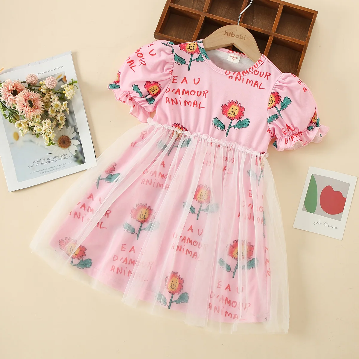 

Hibobi Summer Flower Print 12M-6Y Baby Girls Princess Dresses For Weddings Kids Birthday Party Tulle Cloth Toddler Kids Vestido
