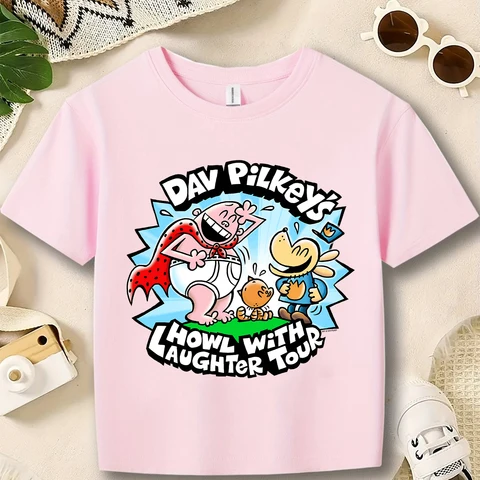 Футболка с собакой Dav Pilkey's, детская одежда, модная футболка для мальчиков, повседневные топы с короткими рукавами и рисунком собаки для девочек, детская одежда