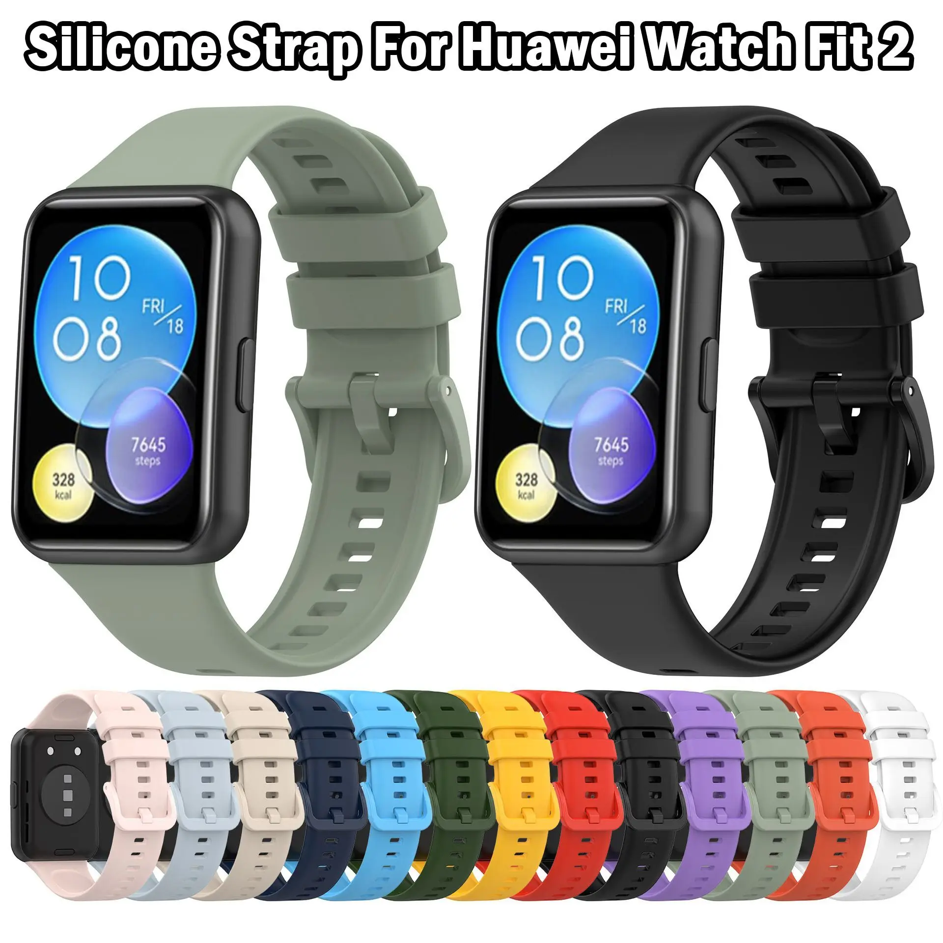 

Ремешок силиконовый для смарт-часов Huawei Watch Fit 2, мягкий спортивный сменный Браслет с металлической пряжкой, аксессуары
