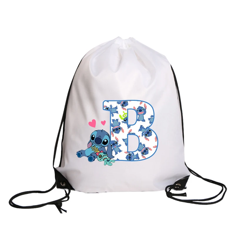 Disney Stitch Girl сумка на шнурке с принтом букв водонепроницаемый рюкзак полиэстер