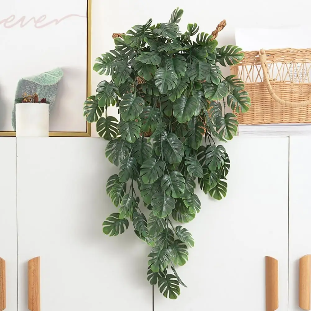 

Innovative Wall Hanging Vine Eye-catching Plastic Artificial Vine Realistic Green Monstera Simulation Rattan