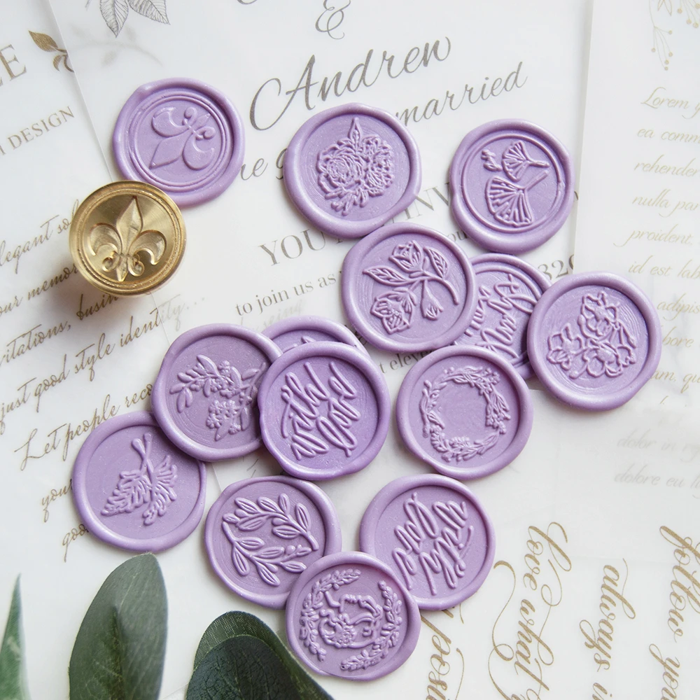 Растительный цветок воск печать штамп пион венок цветов лилия ретро античный для