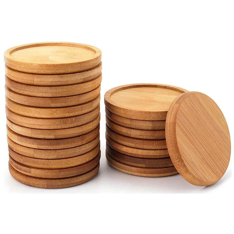 

HOT SALE 20 Packs Of Bamboo Plant Saucers-3.34 Inch Round Plant Succulent Flower Pot Tray For Plant Flower Pots To Hold And Drai