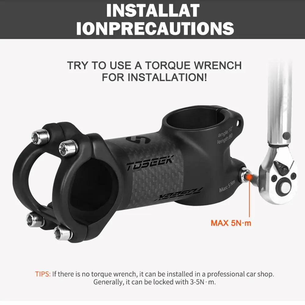 Вынос руля велосипеда TOSEEK ZF-ONE 31 8 мм угол подъема 10 или 17 градусов 60/70/80/90/100/110 для