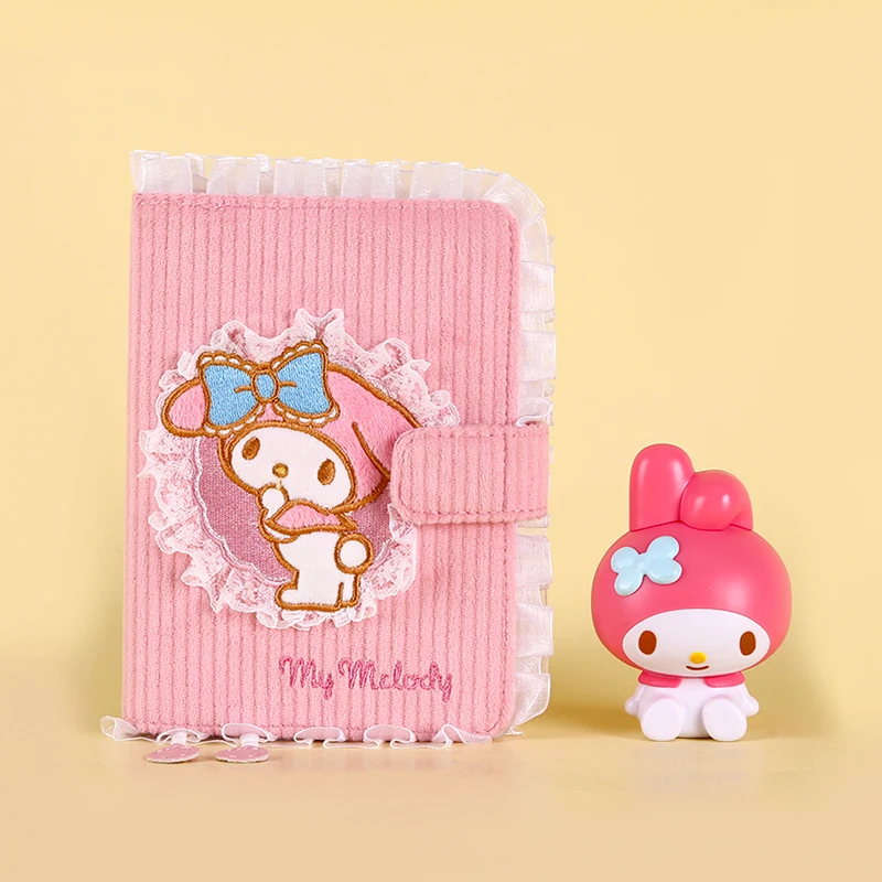 New Sanrioed Stationery Melody A6 Notebook Girls Kawaii Lace Embroidery Record Schedule Book Notepad Limited Diary Hand Ledger |