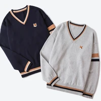 Mens Sweater Fashion Brand Maison Fox Mascot Embroidery Logo Pullovers Street Fashion Male Sweater Knitted Pullover Knit Sweater