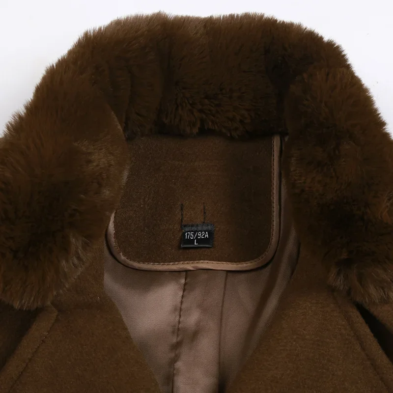 Мужское шерстяное пальто зимняя одежда толстое теплое коричневое повседневное