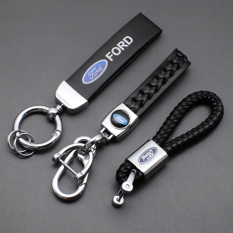 Фото Для Ford Focus 2 3 1 MK2 MK3 MK1 Fiesta Ranger Mondeo Fusion Kuga Металлический/кожаный брелок с логотипом автомобиля, брелок для ключей, аксессуары №1