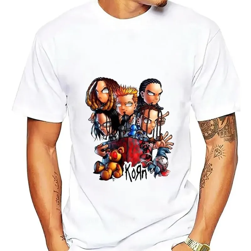 rockowa zespołu K-Korn Requiem Mass T-Shirt Men Couple Combination Women Clothes Short Sleeve Collar Fashion Cotto