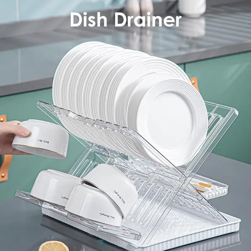 

Dish Draining Rack Multipurpose Transparent Plates Drainer Utensil Holder Supplies For Dishes Bowls Practical Stable And Useful