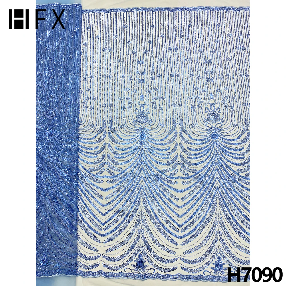 HFX лучшее качество кружевная ткань с блестками из бисера нигерийская сетчатая