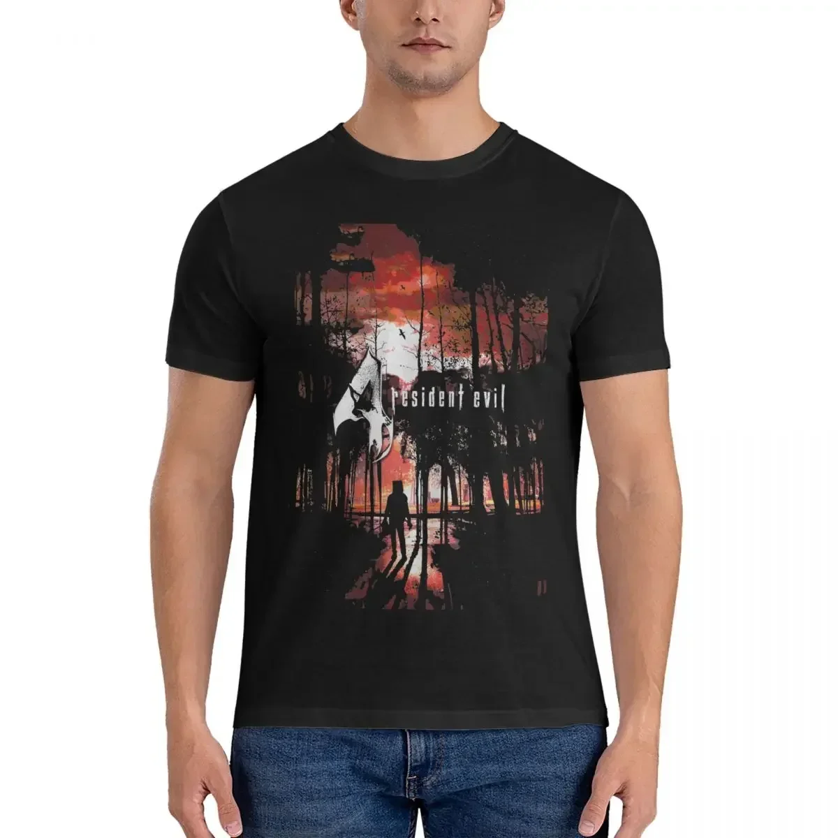 Футболка мужская с коротким рукавом и круглым вырезом из хлопка