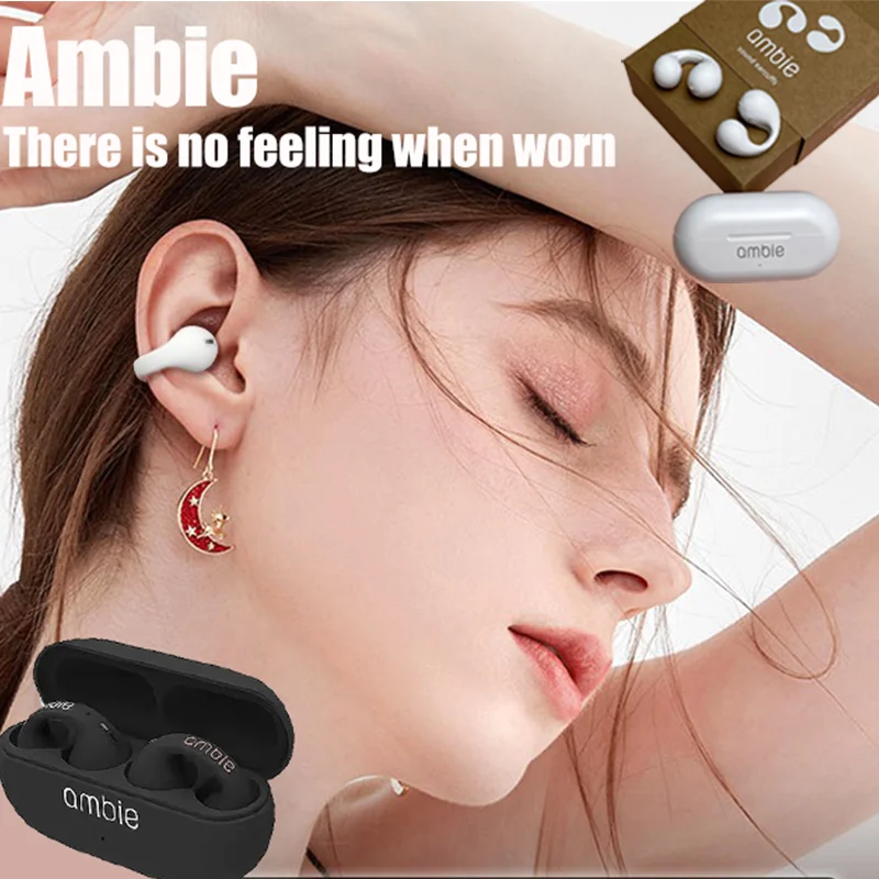 1:1 Copy For Ambie Sound Earcuffs Ear Bone Upgrade Pro Earring Wireless Bluetooth Earbuds TWS Ear Hook Headset Sport Earphones