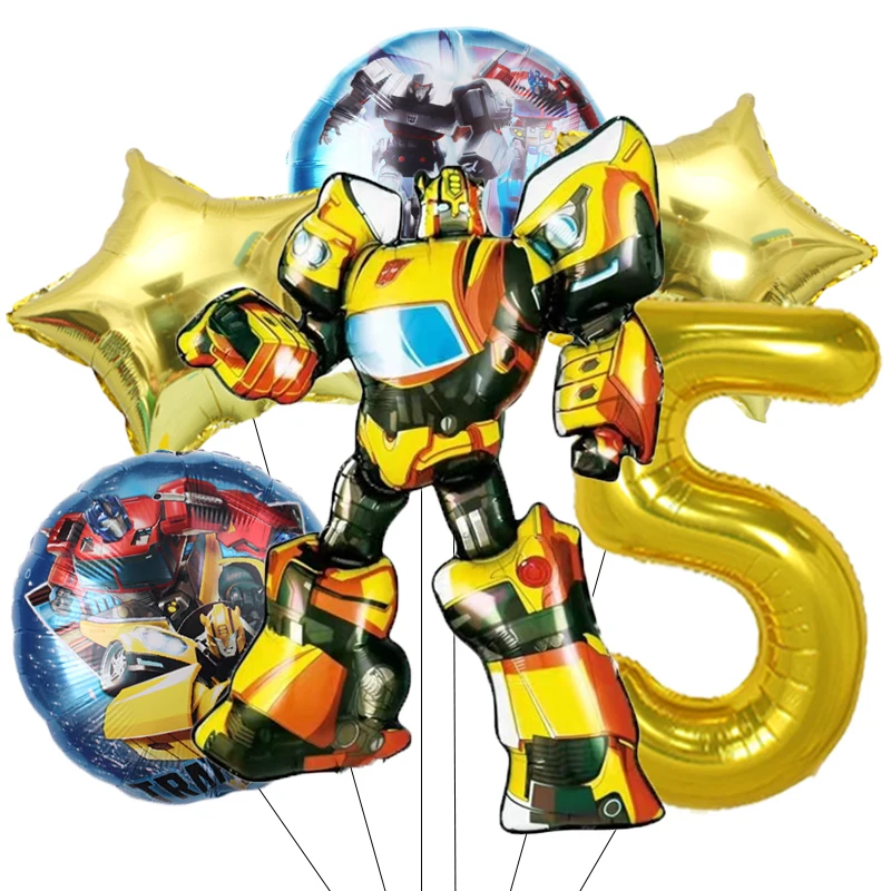 6 шт., трансформация Optimus Prime Bumblebee, алюминиевая пленка, цифровой воздушный шар, подарок для мальчика, украшения для дня рождения, детский душ (art.: 3920cf1dbc6b8) - 3920cf1dbc6b8