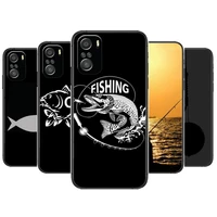 carp fishing fish fishing rod phone case for xiaomi redmi 11 lite pro ultra 10 9 8 mix 4 fold 10t black cover silicone back pret